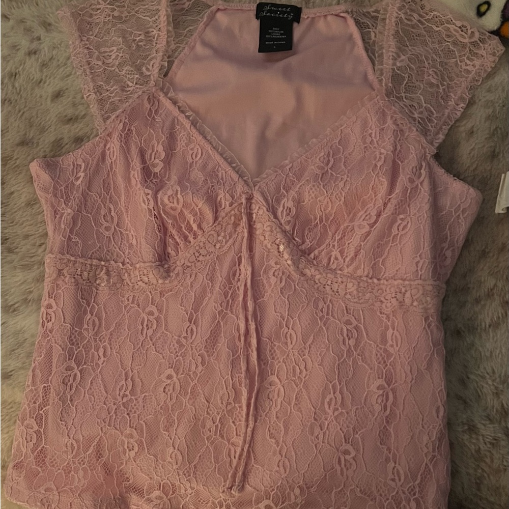 Pink lace top
